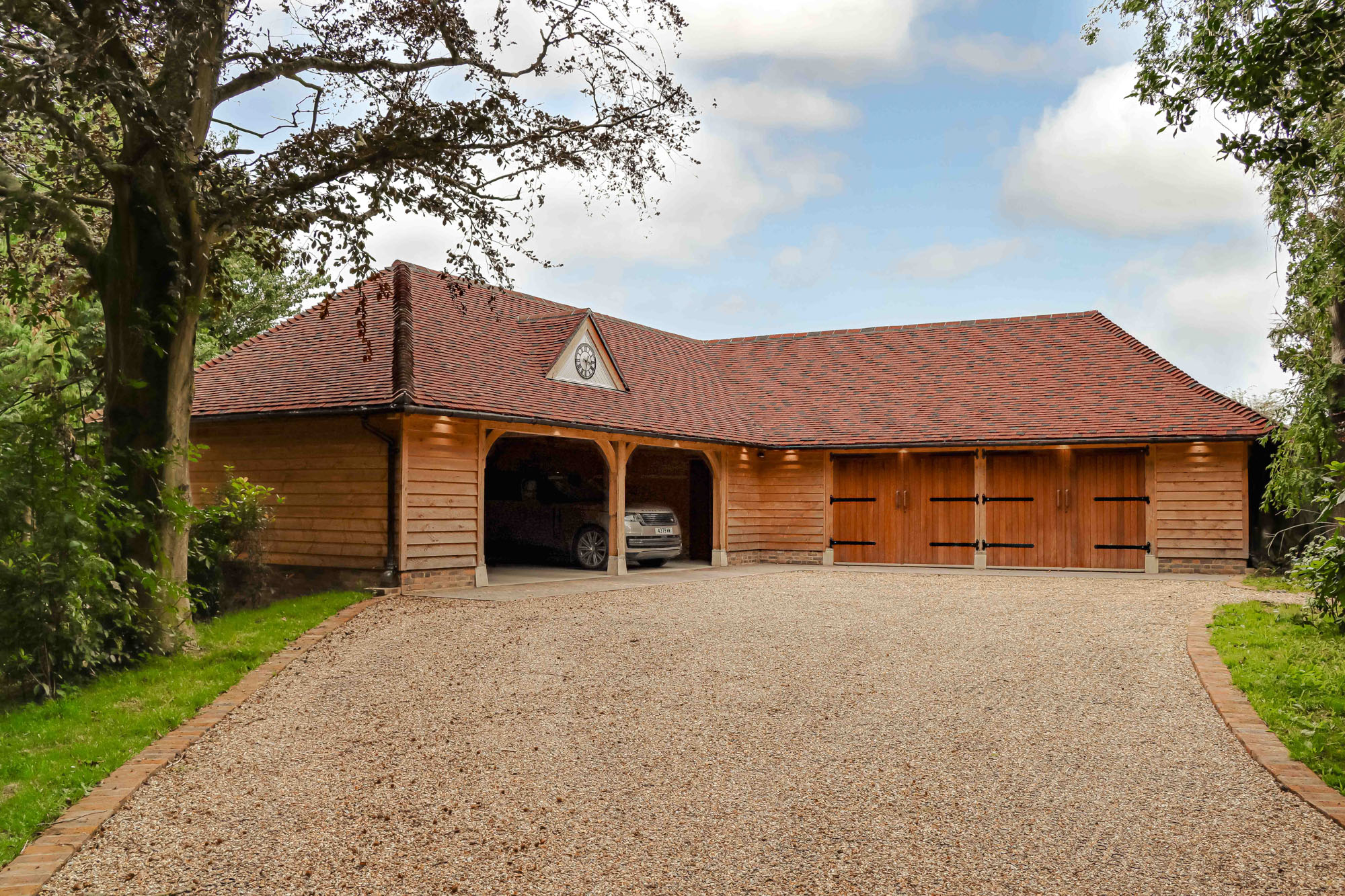 4 Bay L Shaped Oak Framed Garage
